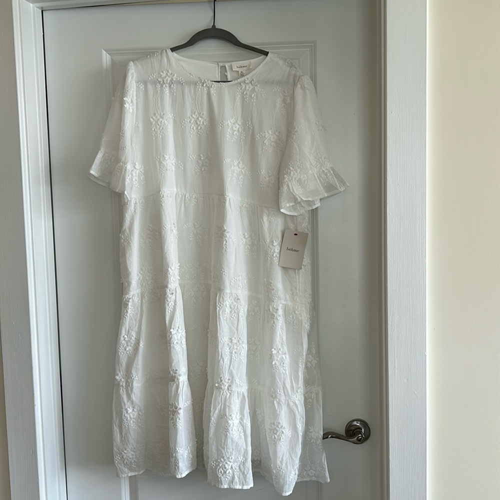 White bohme midi dress